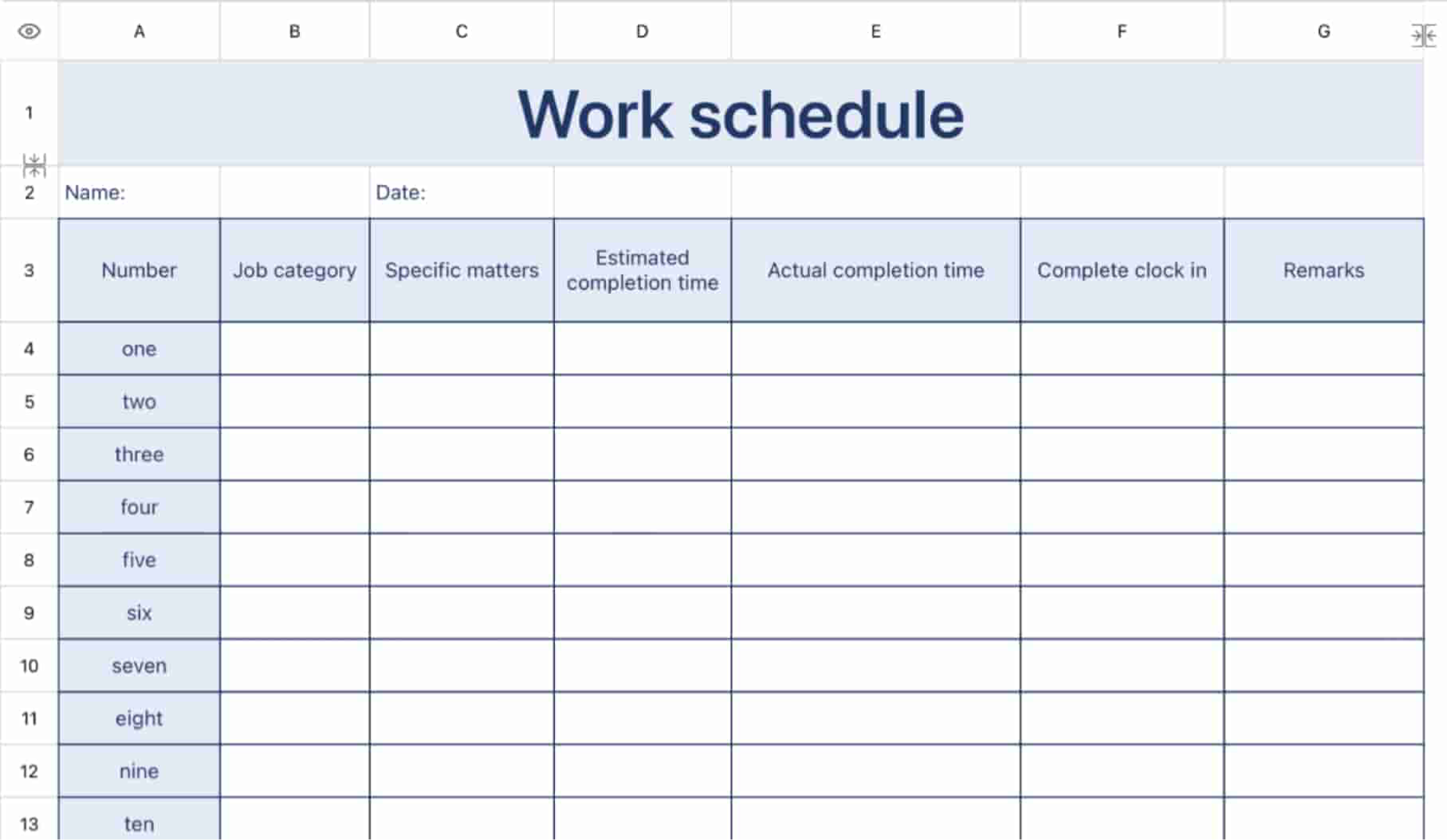Work schedule 1